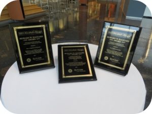 plaques on table