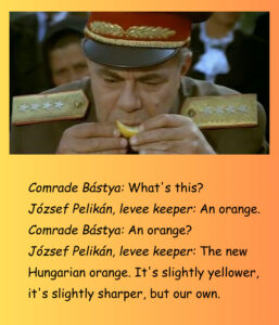 Man in uniform eating a lemon wedge