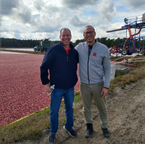 Rutgers President, Jonathan Holloway, came for cranberry harvest. October 2022.