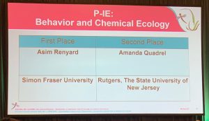 Congratulations to Amanda. 2nd Place Winner of the Student Oral Competition at the Entomological Society of America annual meeting in Vancouver, Canada. November 2022.