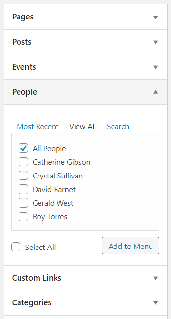all people box checked in the People section of Menu module