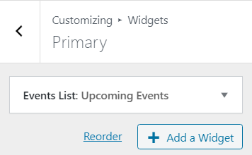 sidebar selected in customizer