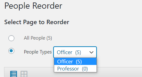 selecting people type page to reorder