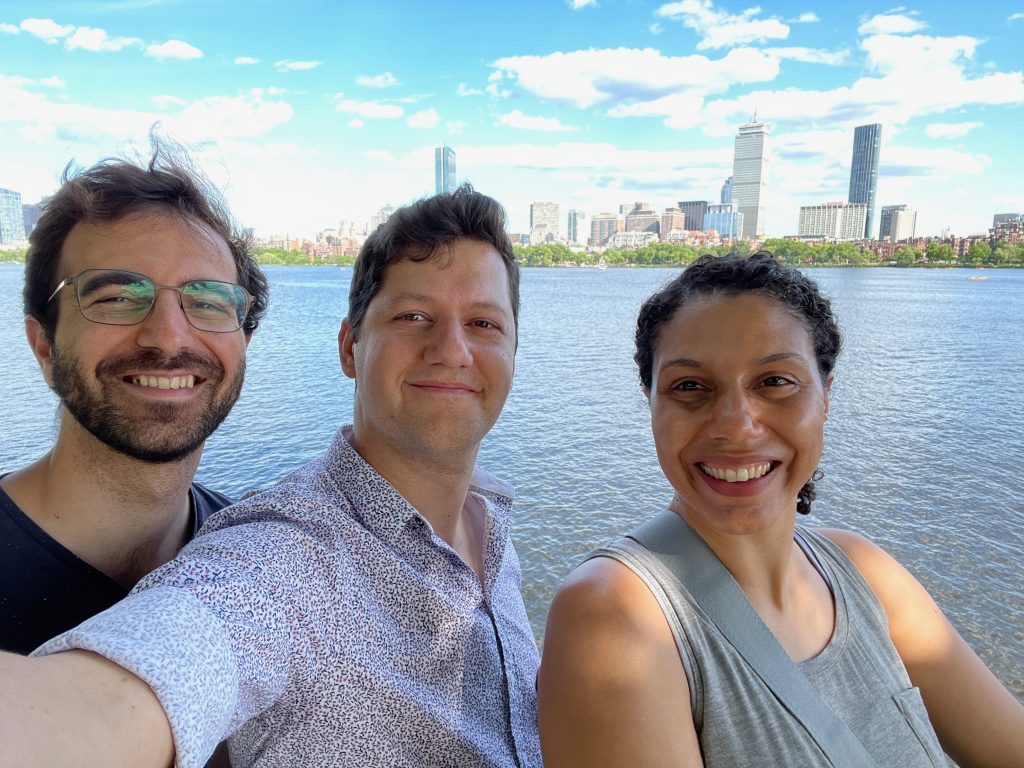 Me and my husband with our (linguist) friend Sabriya Fisher by the Charles River in the Boston area.