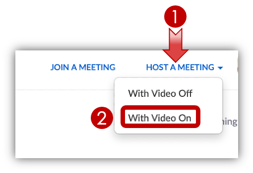 Zoom Website: Host A Meeting, With Video On