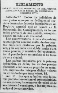 Reglamento de la Cartilla de Sirvientes, 1871