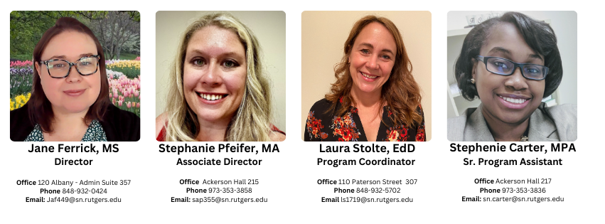 <img src="Jane.jpg" alt="Women with shoulder length brown hair and glasses."> <img src="Stephanie.jpeg" alt="Woman with blonde hair."> <img src="Laura.jpg" alt="Woman with brown hair wearing black and red floral shirt."> <img src="Stephenie.jpg" alt="Woman with short black hair, wearing black glasses."> 