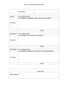 Preview of Sample Score Card