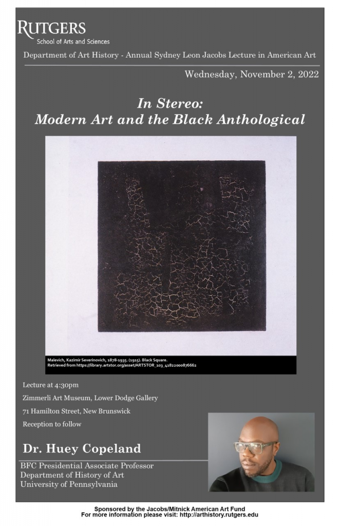 Annual Sydney Leon Jacobs Lecture Dr Huey Copeland Art History Graduate Student Organization