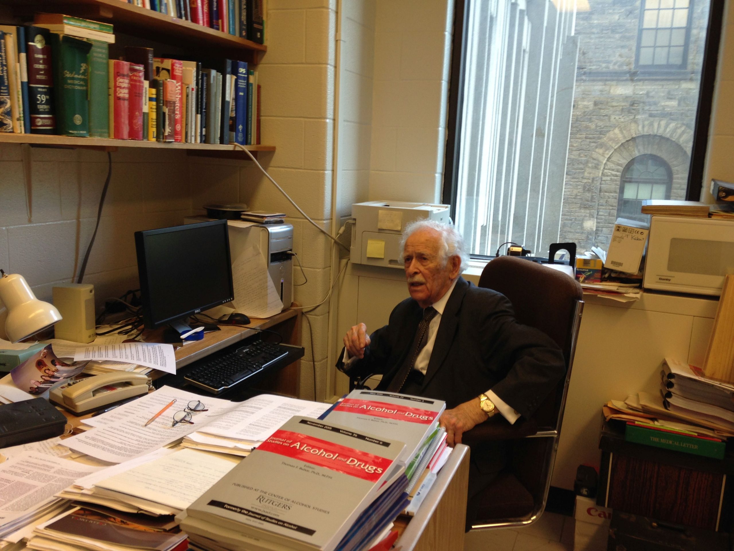 Researcher in his office