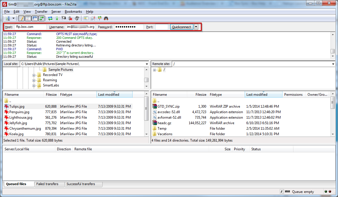 filezilla port number and password