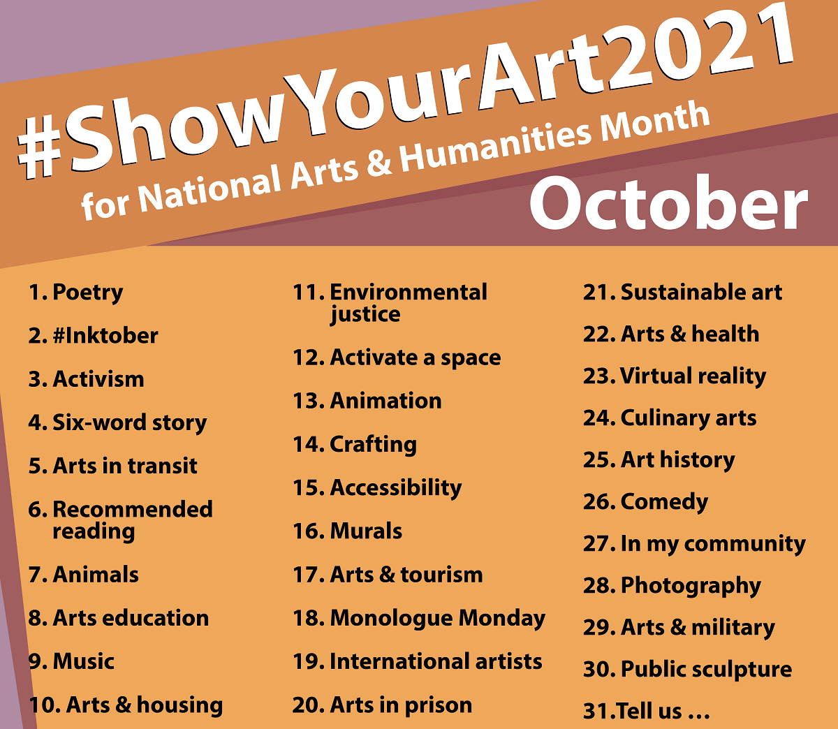 Show Your Art for National Arts & Humanities Month-October 2021