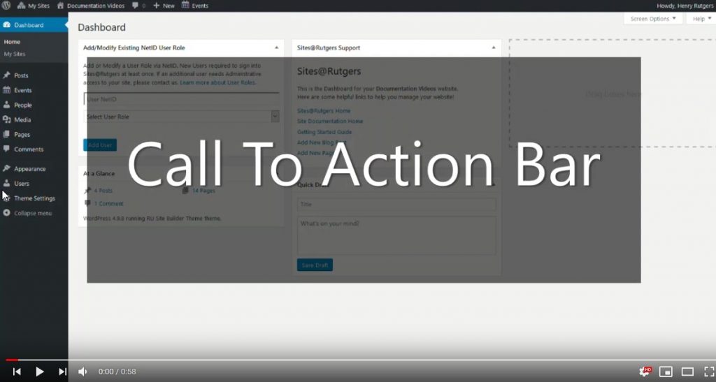 Call To Action Bar - Sites@Rutgers Documentation