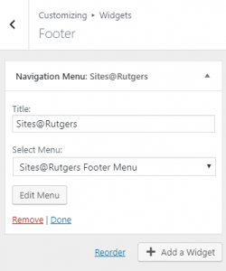 a specific widget field in the customizer