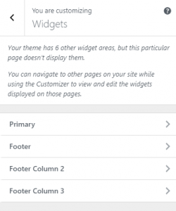 available widget fields in customizer