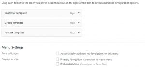 assigning a location to a specific menu