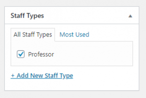 staff type module on page create/edit screen