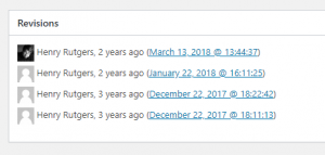 list of revisions in revisions module