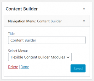 expanded widget options inside sidebar