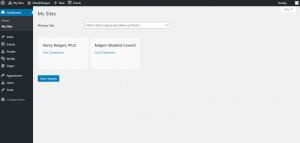 my sites hub page of sites@rutgers dashboard