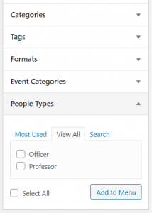 people types expanded in menus module