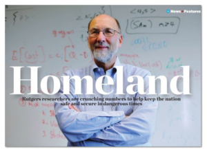 Photo of Fred Roberts in the article “How a Rutgers math Professor is using numbers to fight the war on terror” – in April 2016 Inside Jersey magazine.