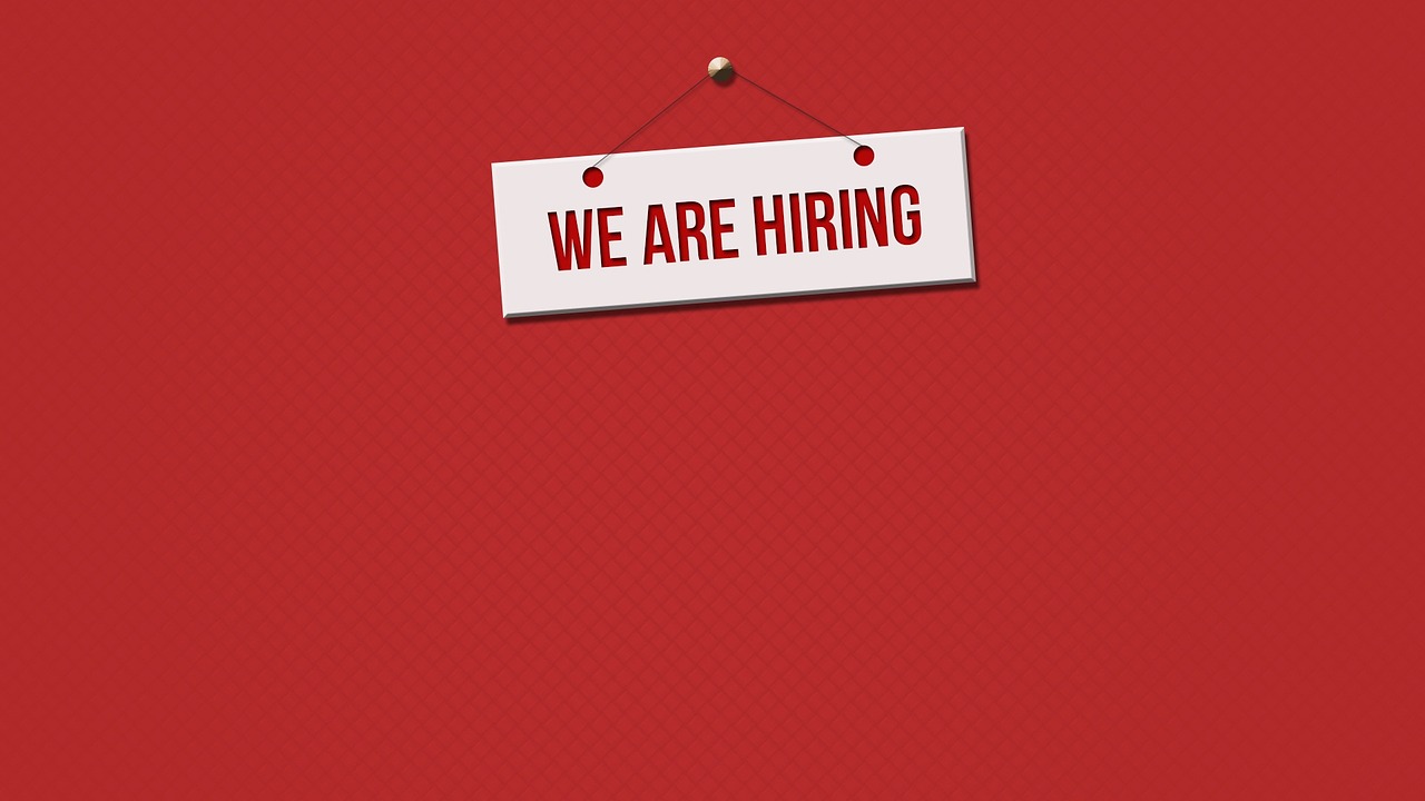 We are hiring white banner on red background