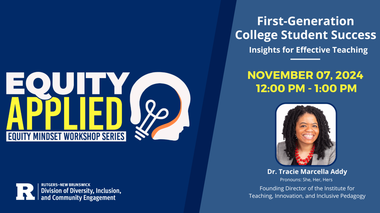 Equity Applied, November 7th session on Supporting First Generation Students