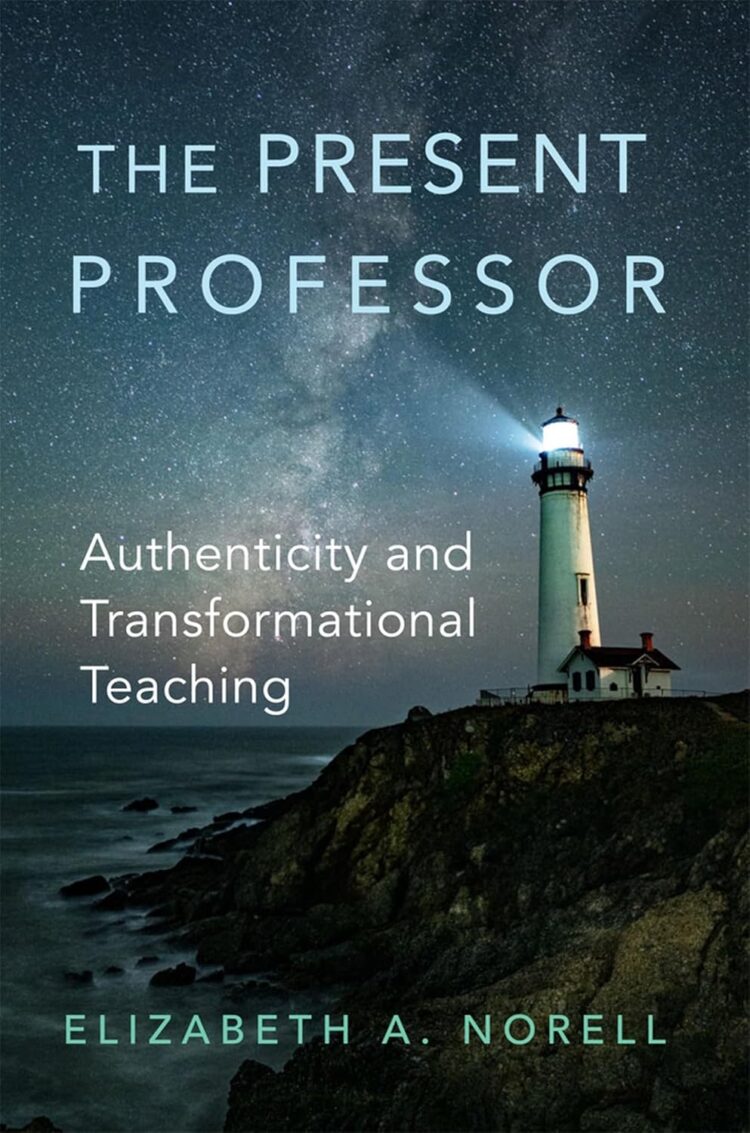The Present Professor book cover with a lighthouse