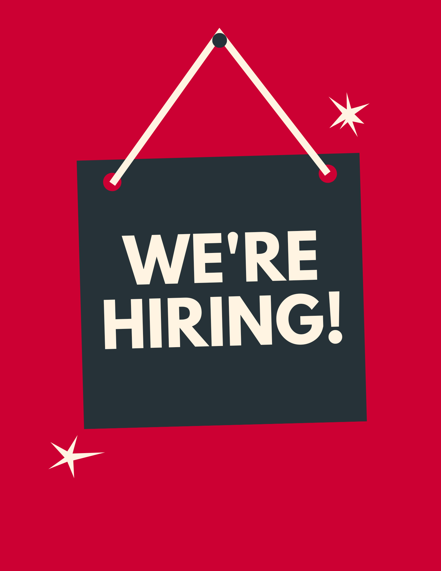 We're Hiring in red and black