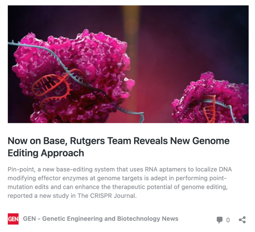 Our Work Featured in Engineering and Biotechnology News