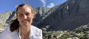 Kristen Syrett at the top of the Sky Pond Trail in Rocky Mountain National Park