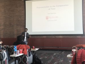 Dine in front of powerpoint