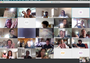 Screenshot of Defense where audience are holding up phone lights