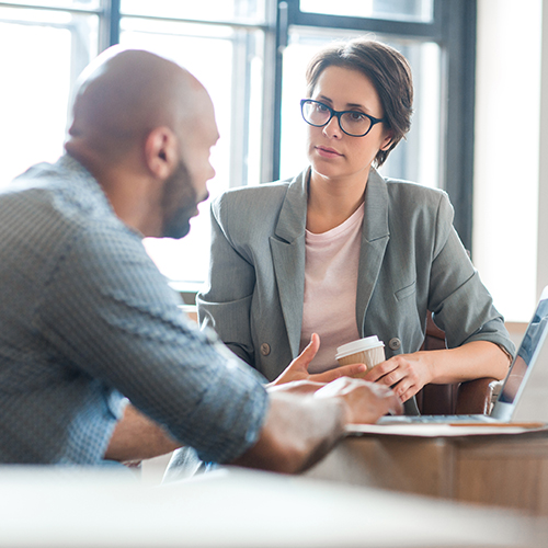 Two people communicating