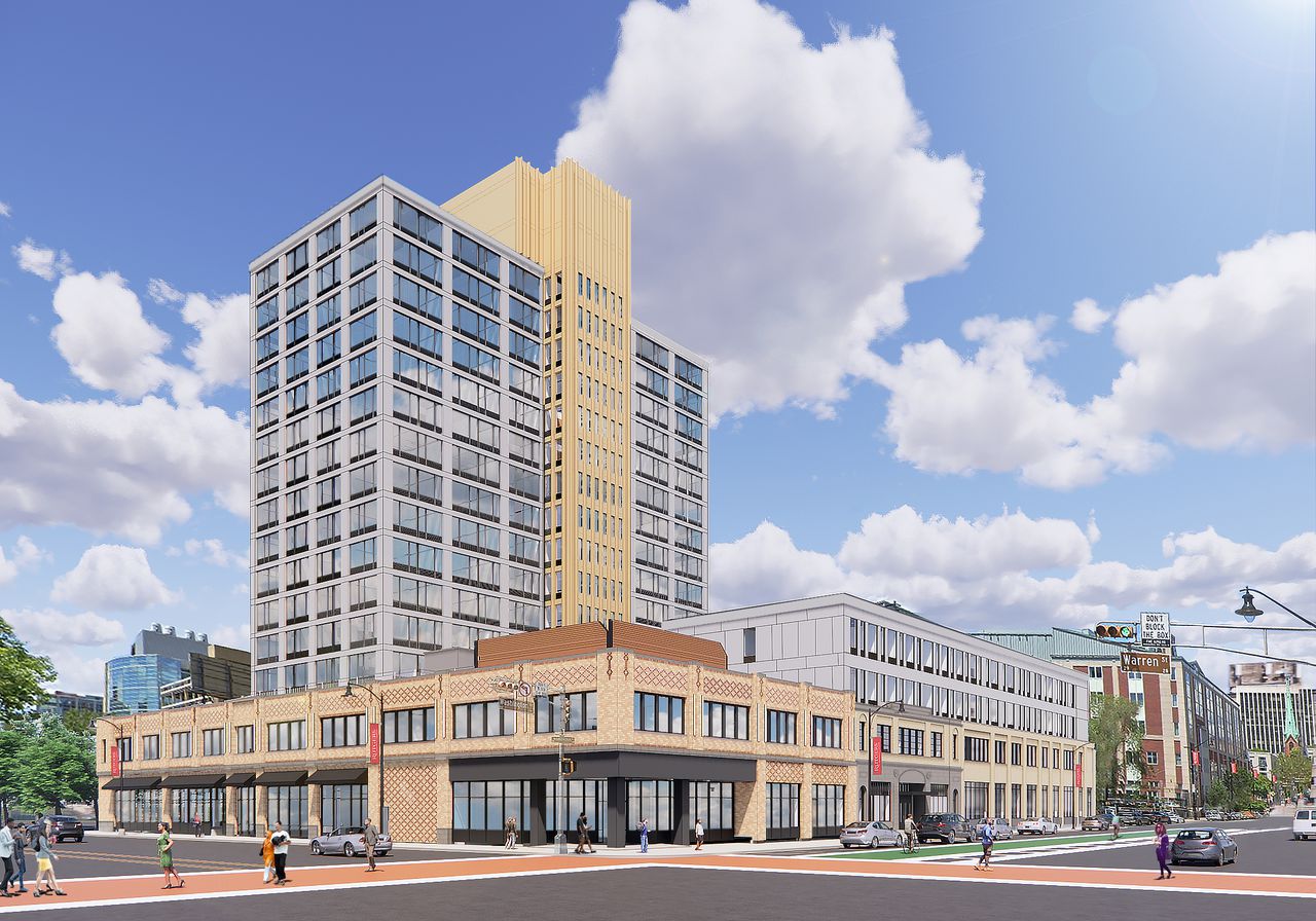 Rendering of planned renovation for property at 155 Washington in Newark.