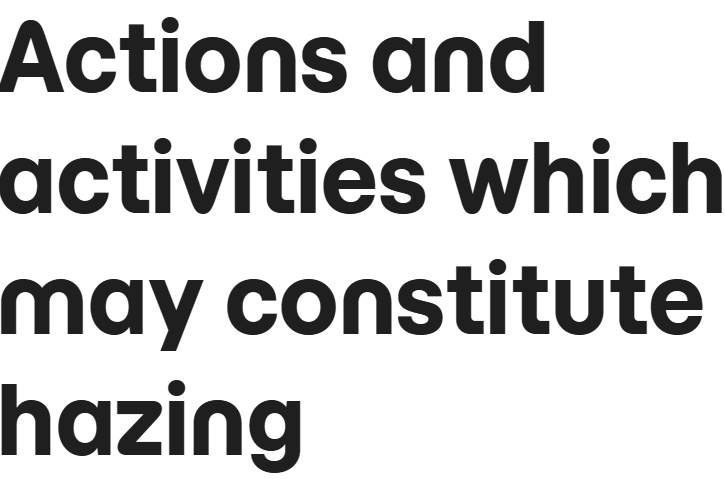 Actions and activities which may constitute hazing