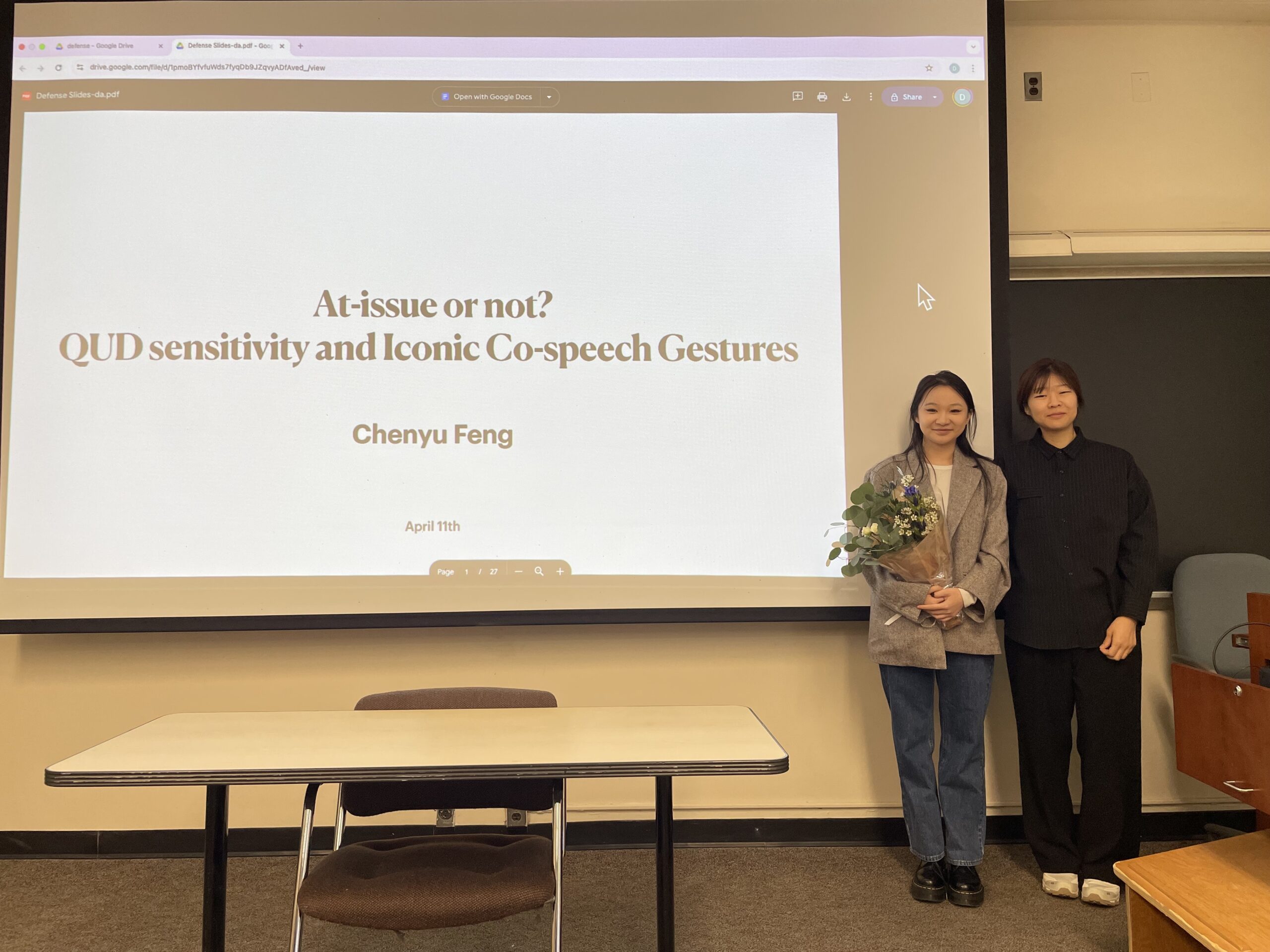 Chenyu and Dorothy at Senior Honors Thesis Defense