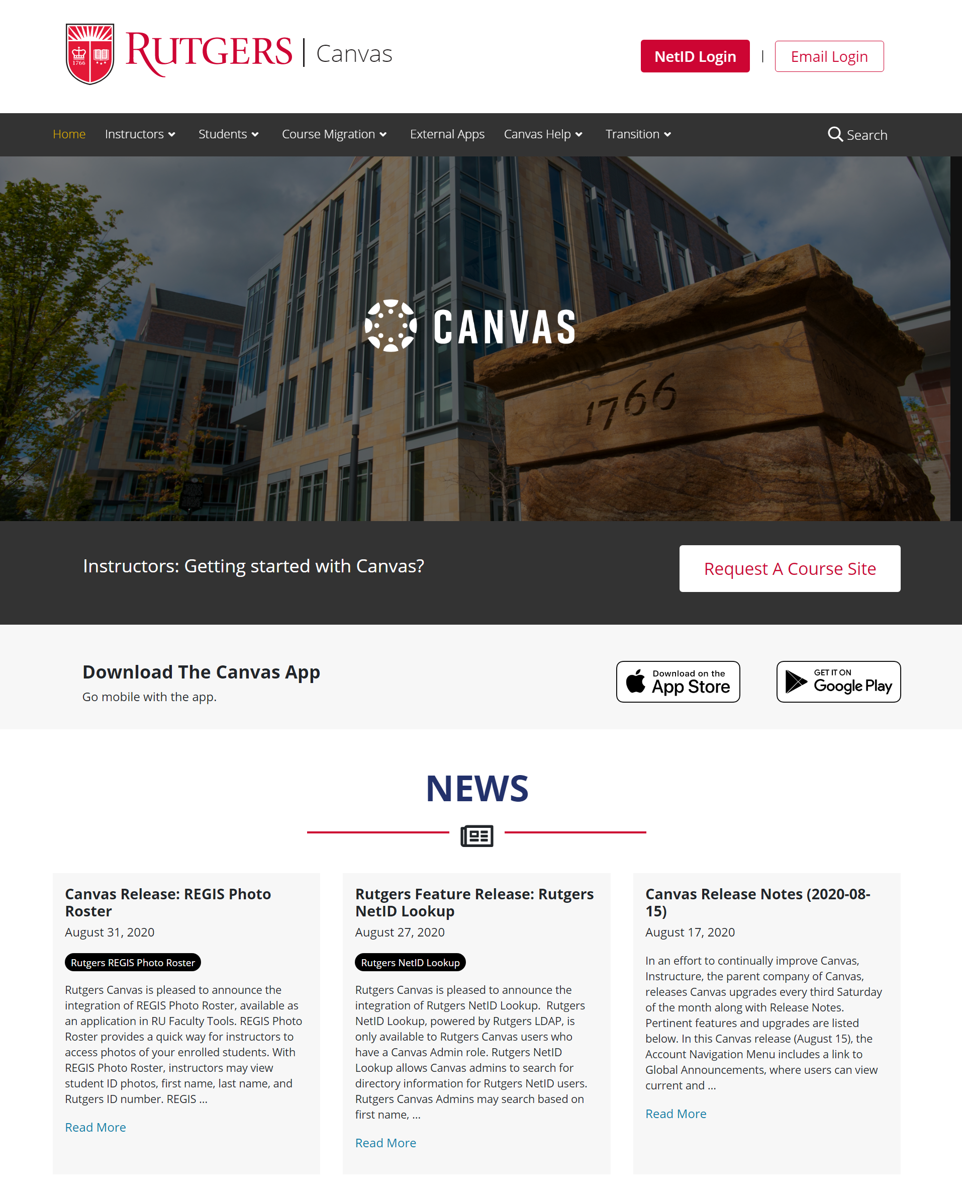 canvas homepage