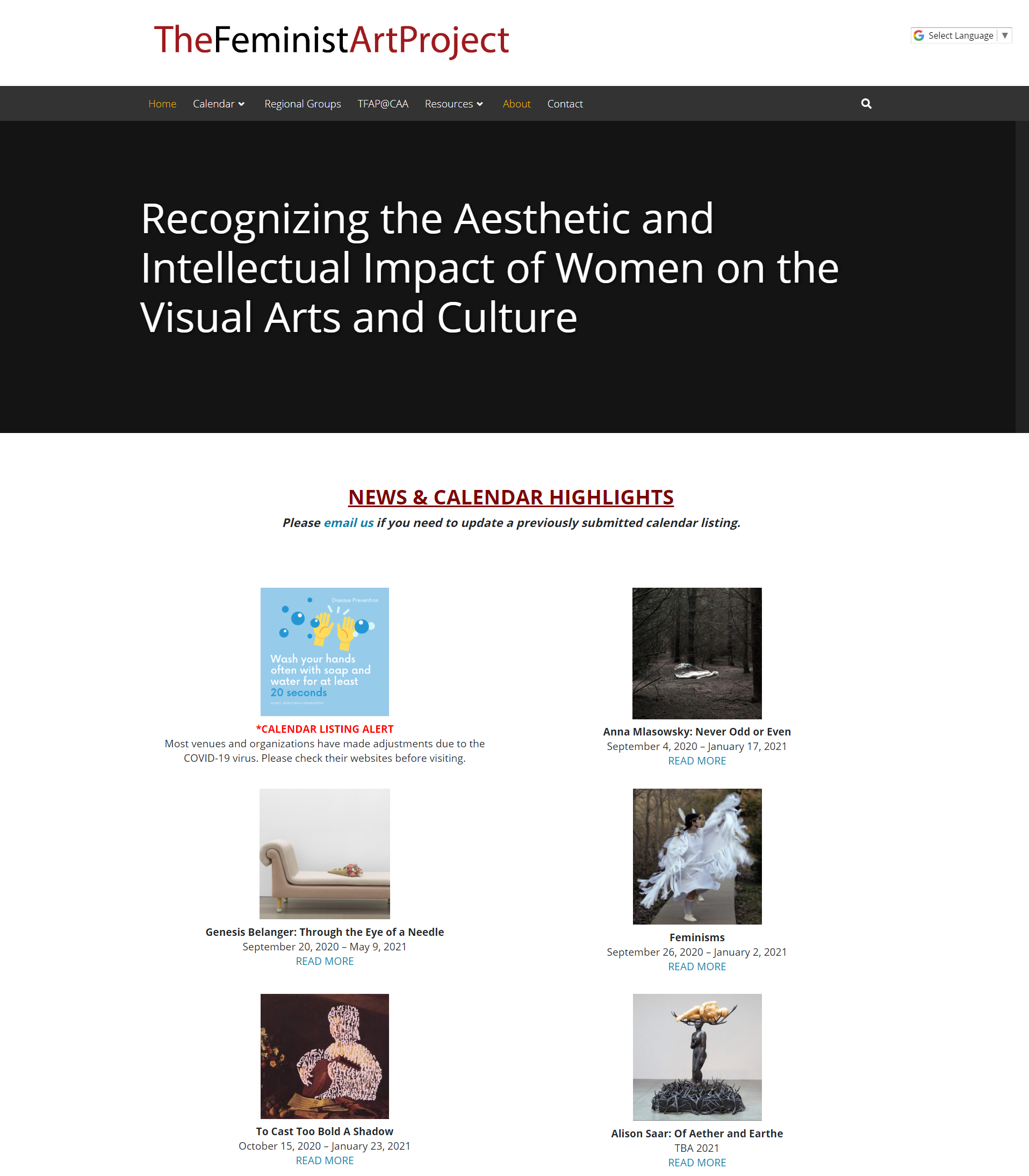 feminist art project homepage