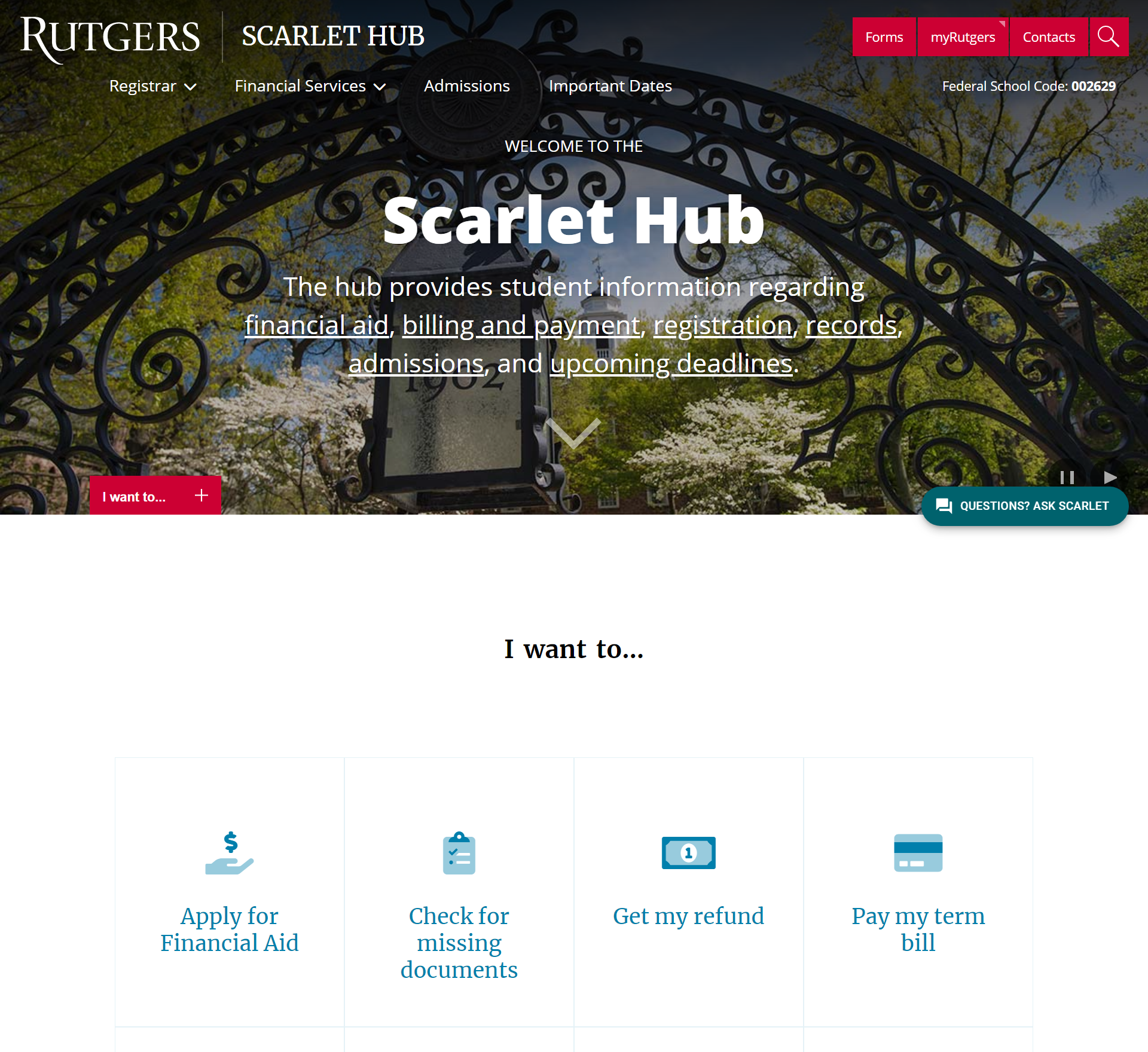 Scarlet Hub homepage